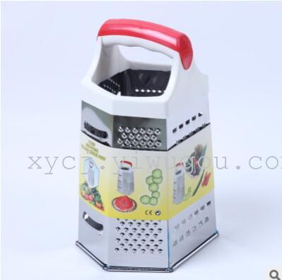 Factory direct sales of 8-inch and 9-inch stainless steel double-color handle six-sided planers and multi-functional fruit and vegetable planers details Picture