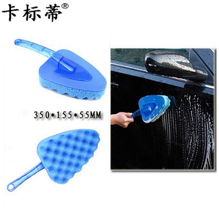 汽车用品批发带柄三角海绵刷 蓝色波浪洗车海绵刷 洗车擦车工具