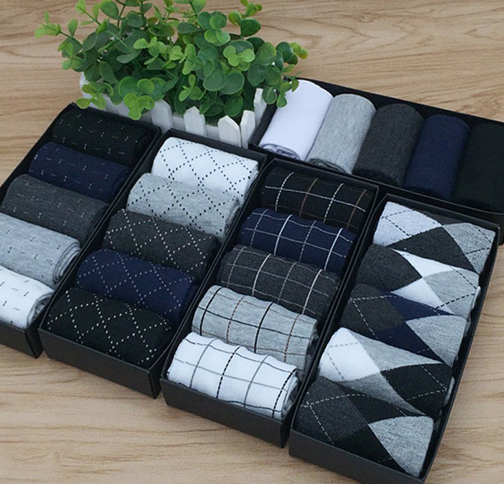  秋冬季新款商务男士袜子纯色礼盒棉袜