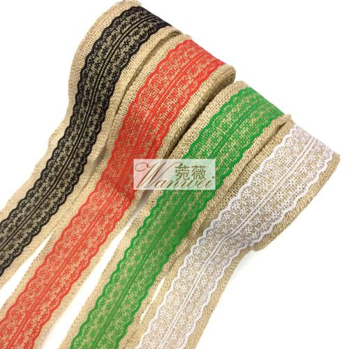 Lace edge linen roll flower packaging material: 6cm colorful lace linen roll