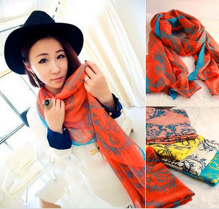 新款丝巾欧美大牌围巾 复古马车印花超大超长大披肩