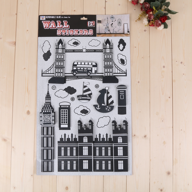 European black and white building living room corridor decoration waist line personality creative stickers thumbnail
