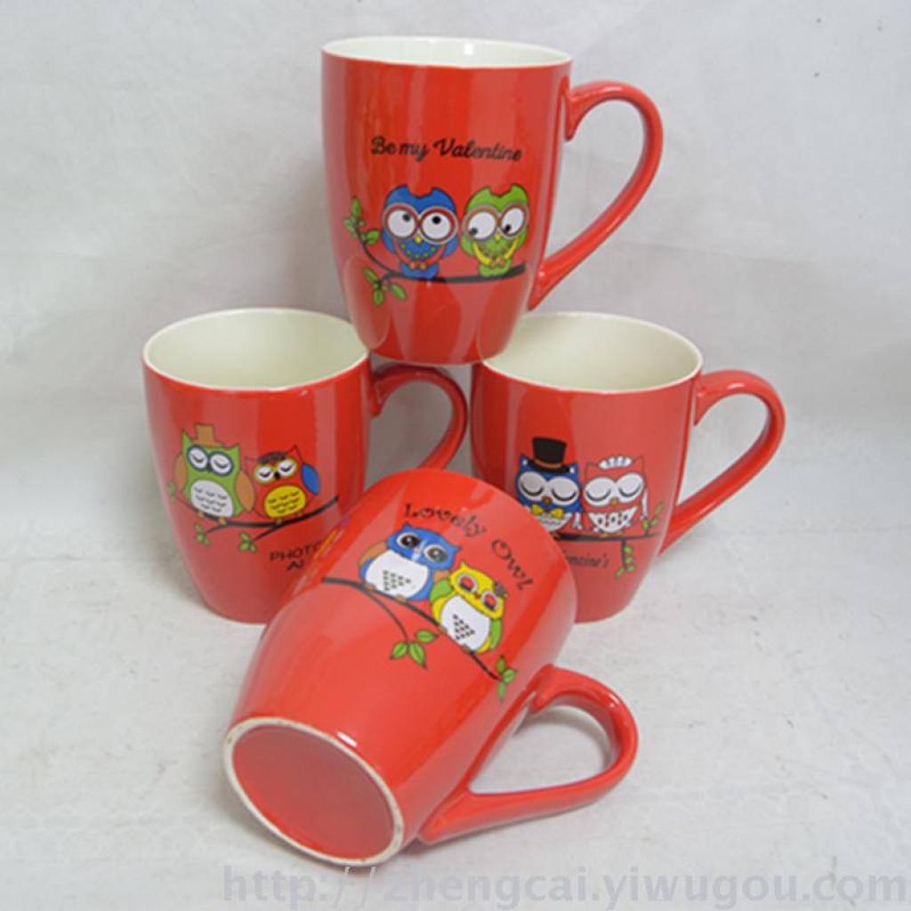 Cartoon owl-patterned beveled water cups and coffee cups Application Scenario
