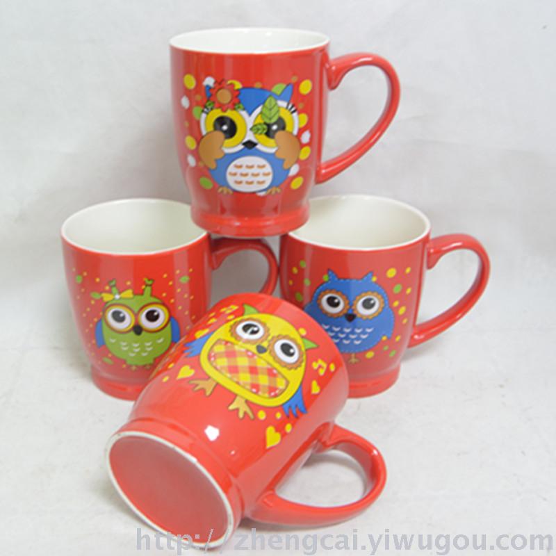 Cartoon owl-patterned beveled water cups and coffee cups Application Scenario