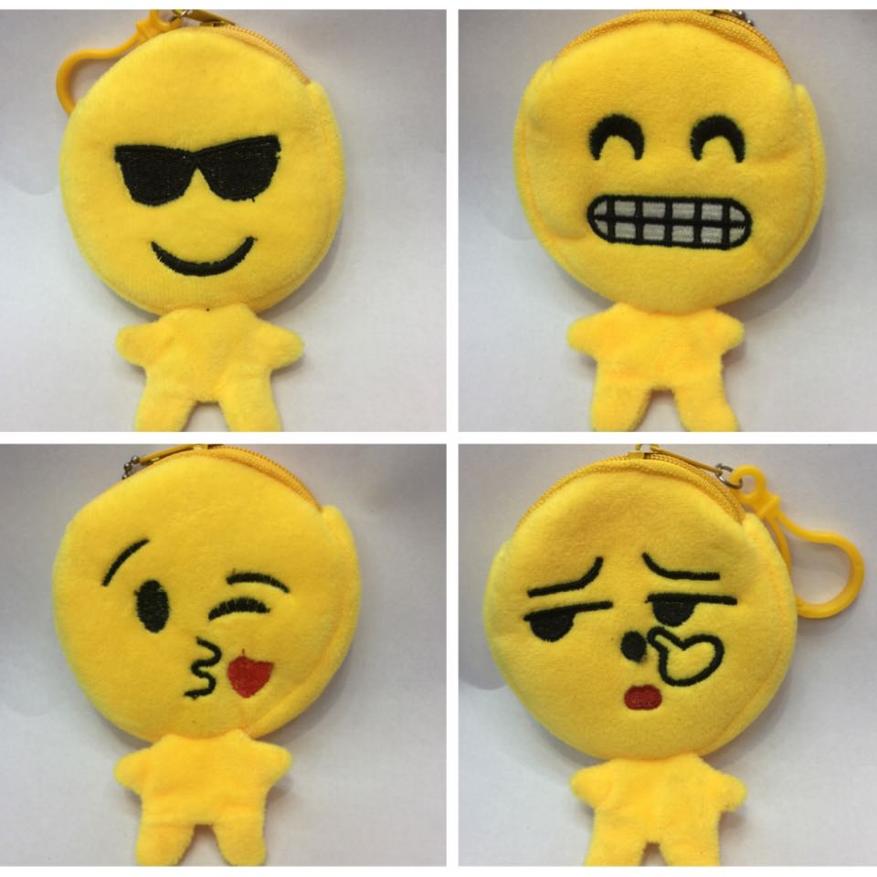 Plush coin purse, emoji wallet, QQ emoji wallet, smiling face coin purse, cartoon embroidery wallet, children's coin bag