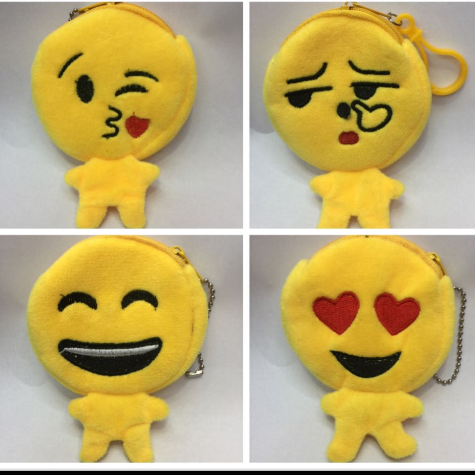 Plush coin purse, emoji wallet, QQ emoji wallet, smiling face coin purse, cartoon embroidery wallet, children's coin bag details Picture