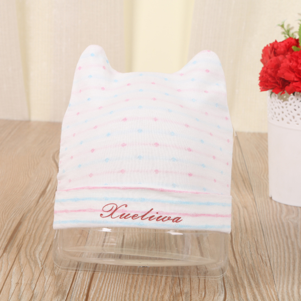 Sherry Va colored cotton jacquard polka dot baby pullover hat, knitted hat, children's hat, warm hat details Picture