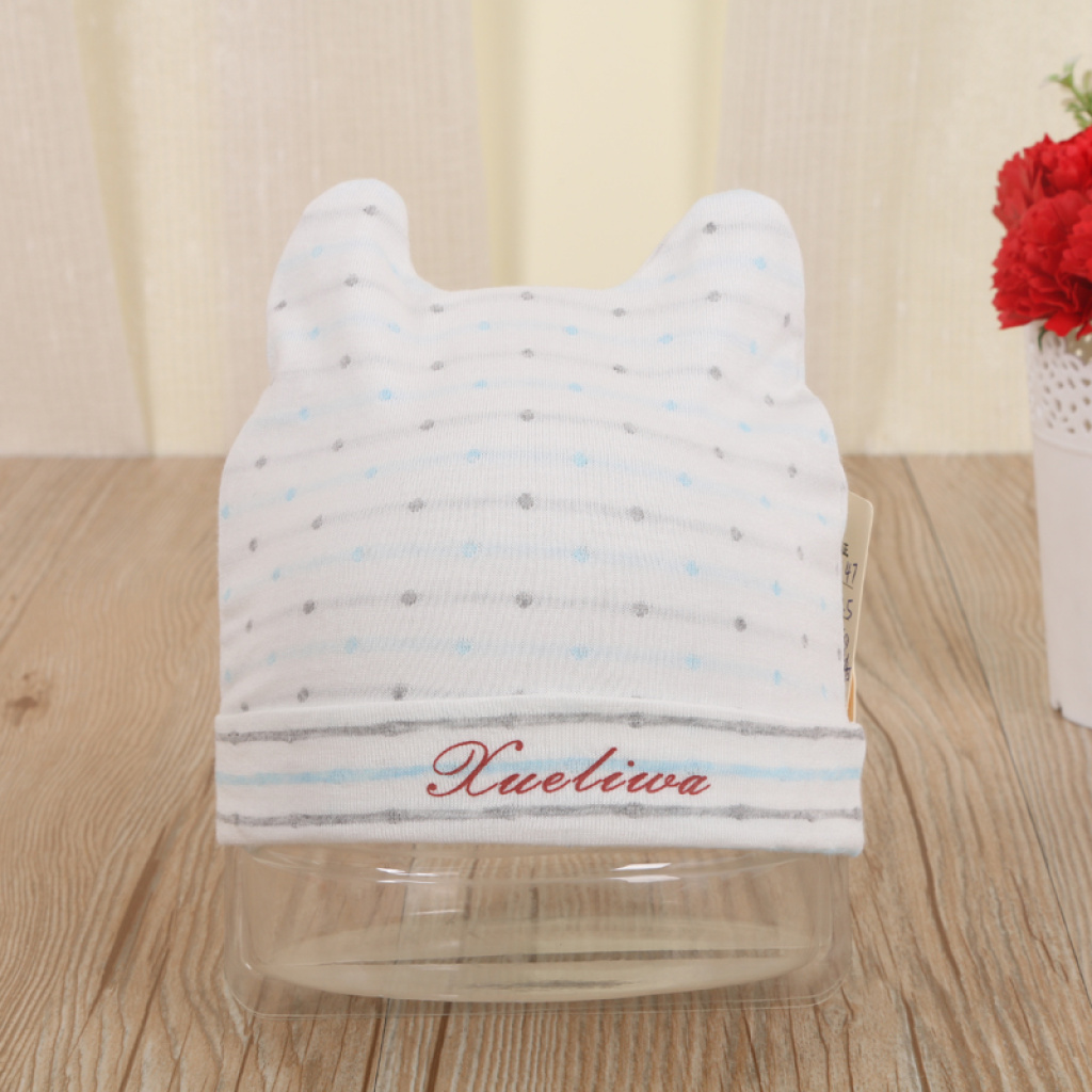 Sherry Va colored cotton jacquard polka dot baby pullover hat, knitted hat, children's hat, warm hat Specification image