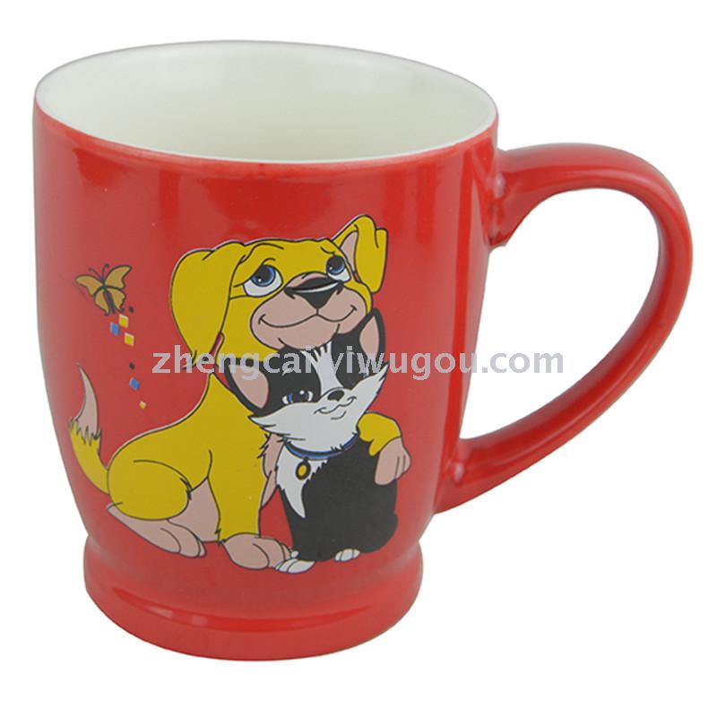 Ceramic cup advertising gift cup, red glaze cartoon coffee cup, Zhengcai 2053 Specification image