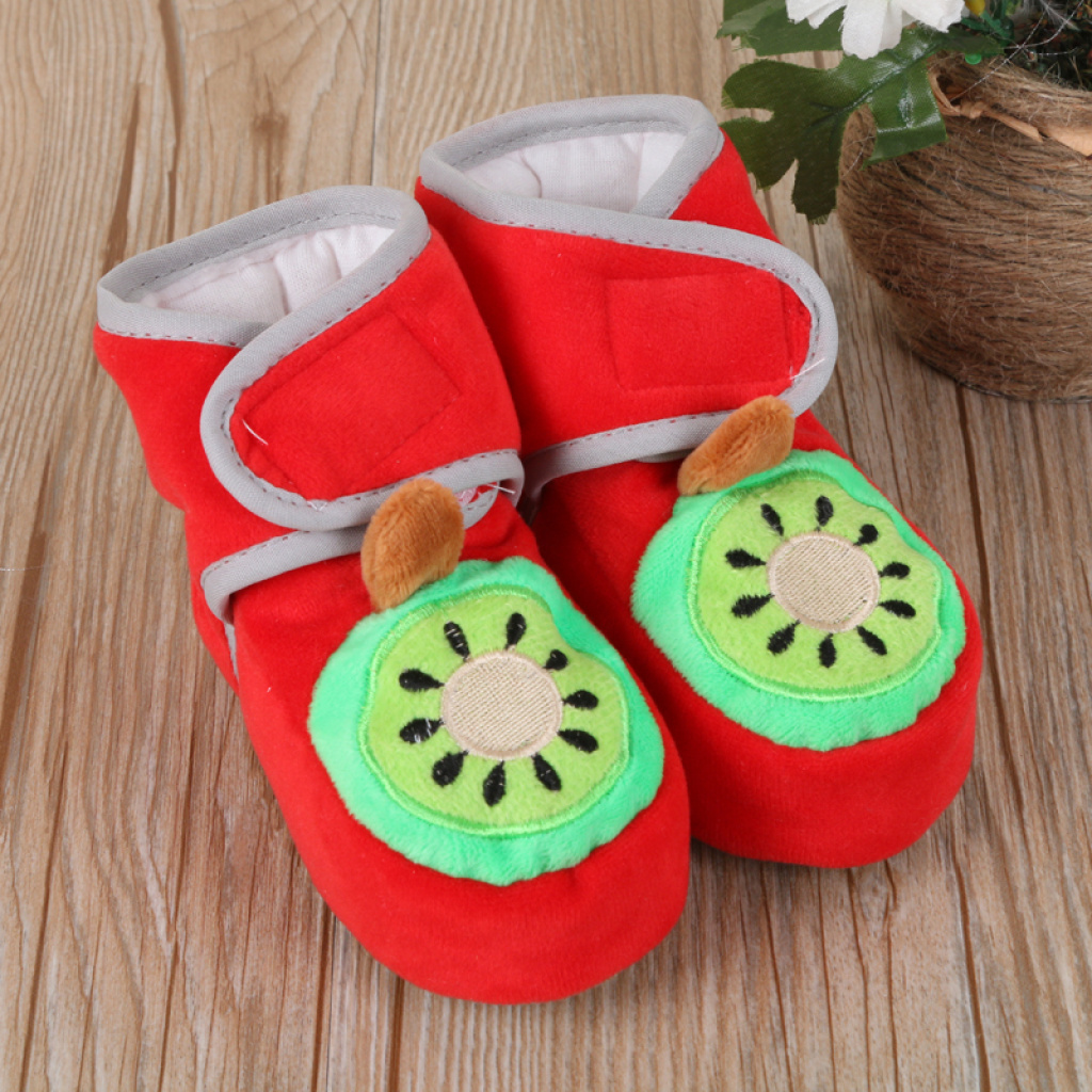 Sheriwa Crystal Velvet three-button fruit non-falling shoes Soft-soled baby shoes details Picture