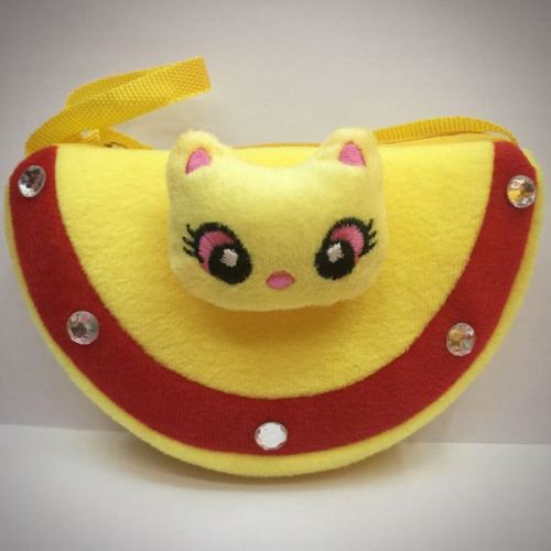 Plush shoulder bag, export bag, cartoon semi-circular diamond bag