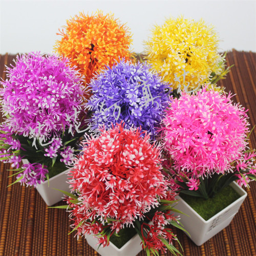 仿真植物紫罗兰假花盆栽家居客厅摆设装饰花塑料花球