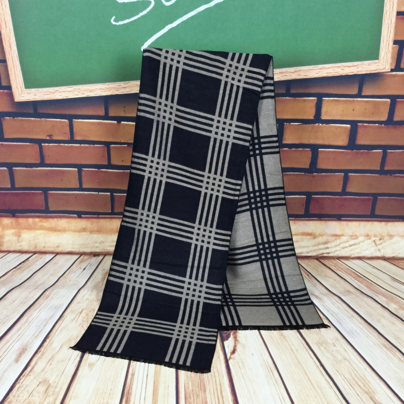 Men's two-tone scarf with striped pattern for birthday gift Men's scarf with twill checkered shawl for student men's long matching checkered striped scarf for Amazon Taobao e-commerce Specification drawing