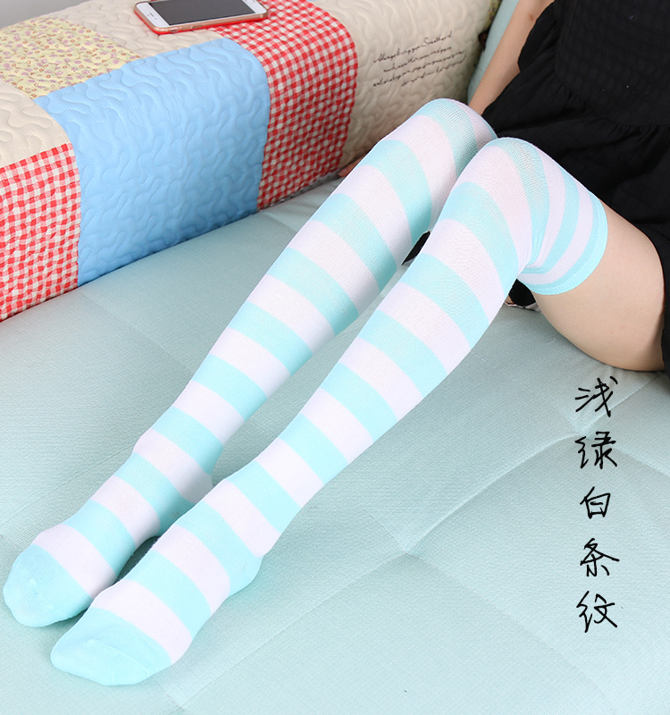 Yan Sister stockings stockings women's high stockings spring autumn day stockings multi-colored horizontal socks knee-high socks stripes