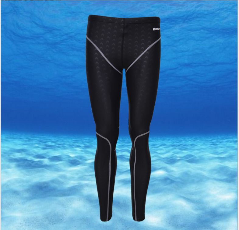Waterproof, quick-drying, sun-protective, shark skin-like long-leg competition men's swimming trunks, diving and surfing 9-point swimming trunks Specification image