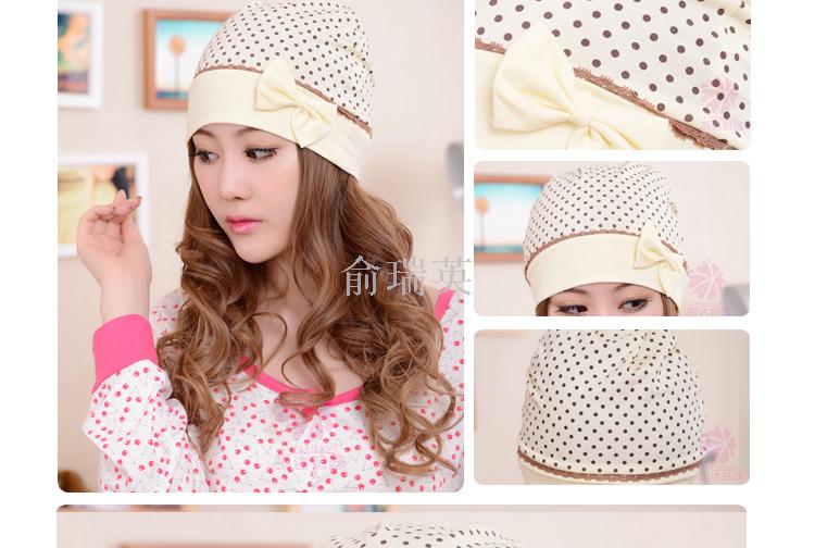 Polka dot bow maternity hats, windproof maternity hats, postpartum hats, maternity hats, and baby products Specification image