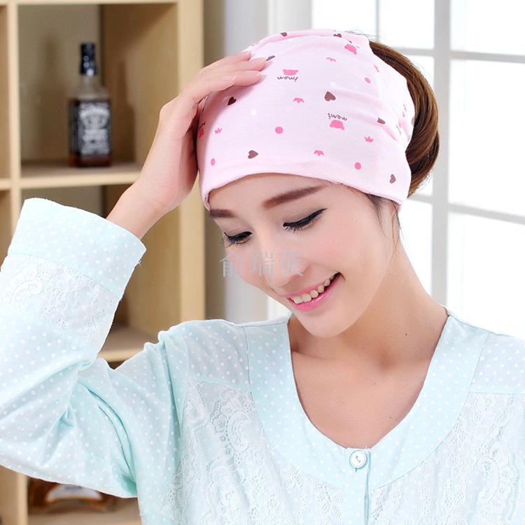 Spring and summer postpartum confinement hats, new mothers' headscarves, velvet products, thin and warm details Picture