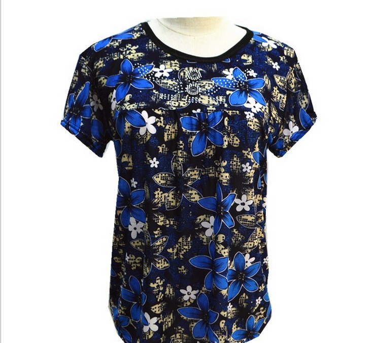 Middle-aged and elderly people's ice silk T-shirt, women's short-sleeved T-shirt, mom's summer wear Specification image