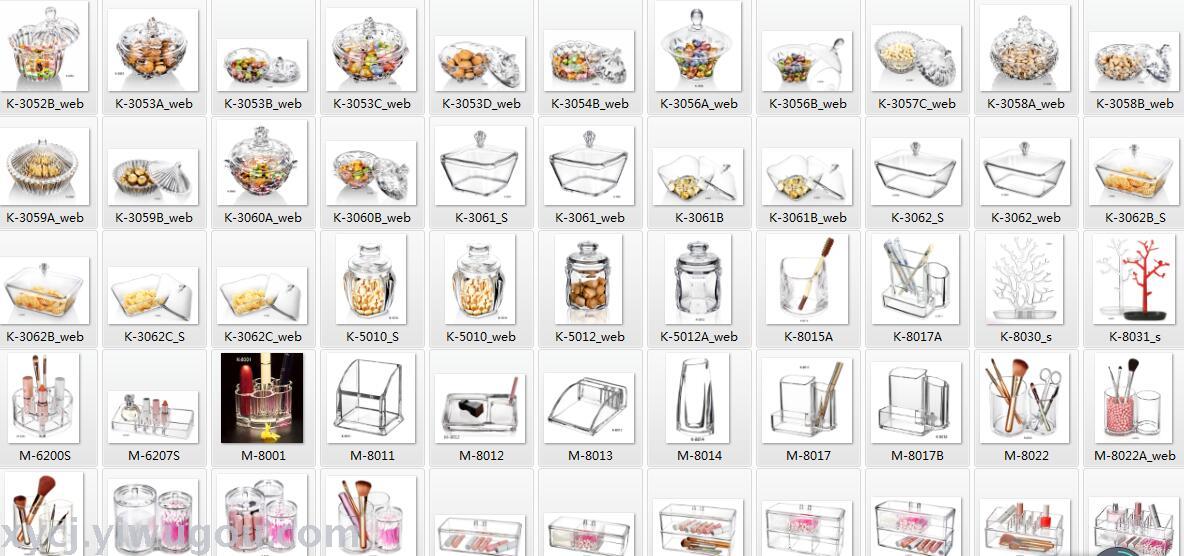 New style acrylic seasoning jars, cosmetic boxes, fruit plates, water bottles, oil bottles and salt jars Specification image