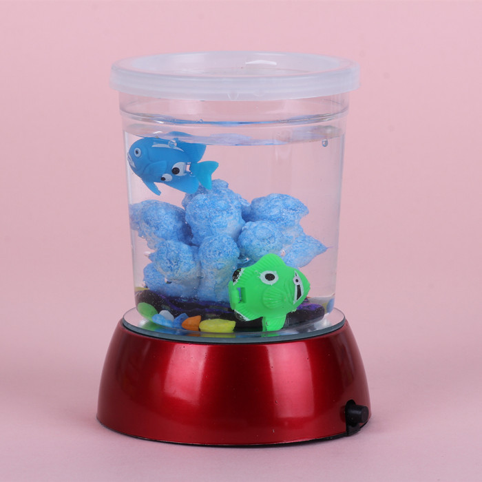 瑚盆景鱼缸带七彩底座 会长大的珊瑚会浮的鱼套装