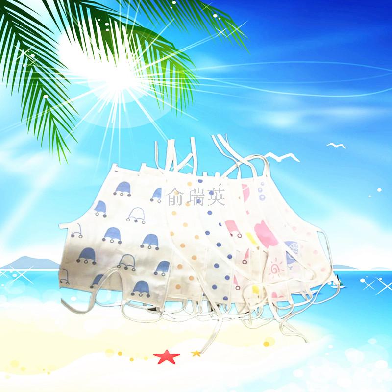 新款宝宝6层纱布皇冠肚兜儿童婴儿棉系带护肚圆肚兜连脚肚兜