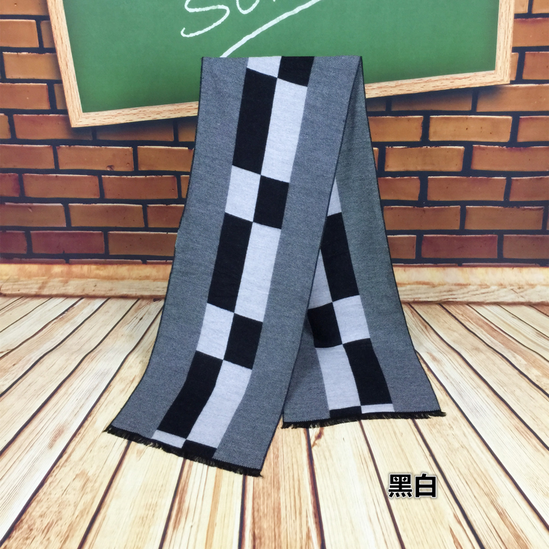 New men's scarf winter warm imitation cashmere scarf for young men striped business scarf manufacturers wholesale thumbnail