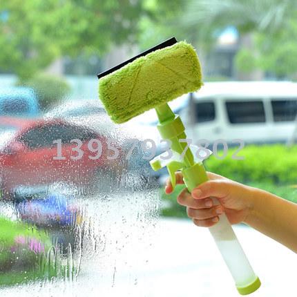 双面玻璃清洁器 多功能伸缩手柄玻璃清洁刮 可喷水擦窗器图