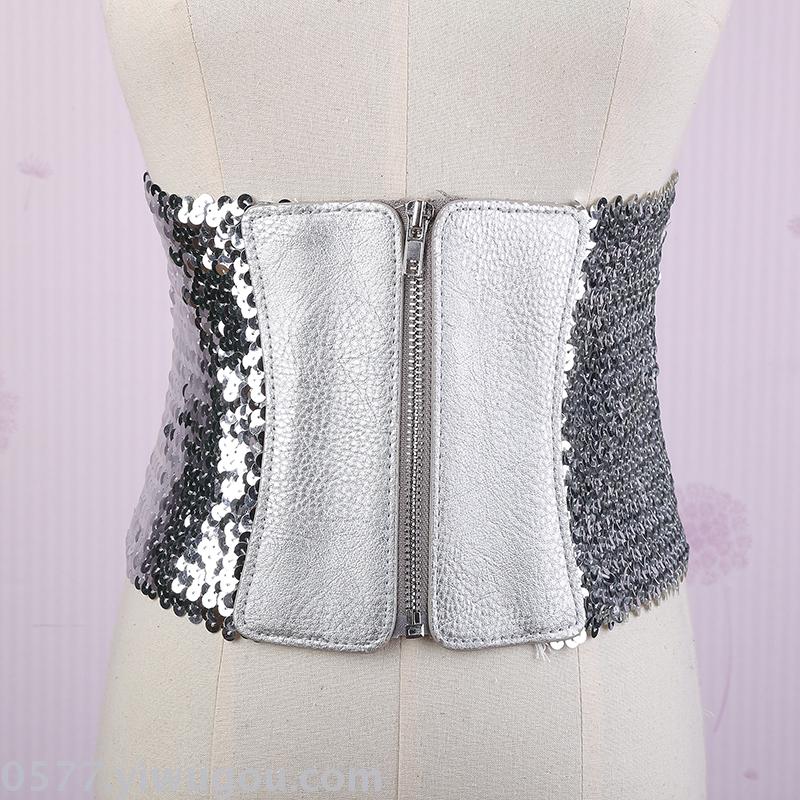 Glitter Elastic Waist Belt Women's Fashion Waist Belt