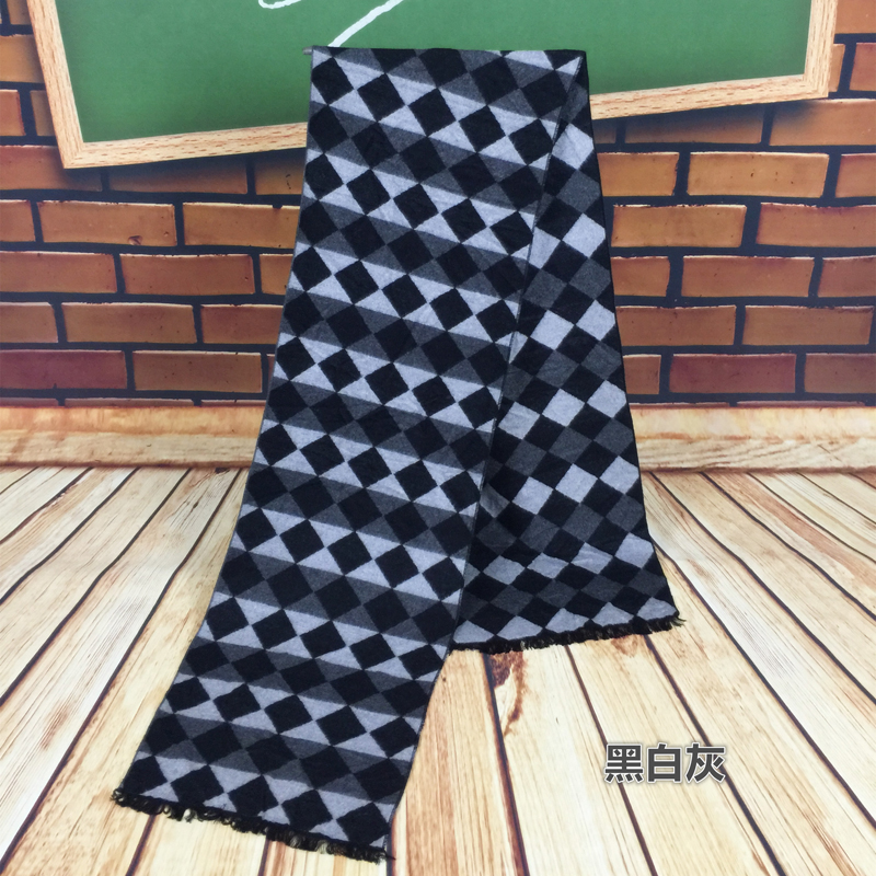 Three Color Diamond Check Pattern Men's Rayon Scarf Manufacturers Direct Sales Color Diverse Fashion Application Scenario