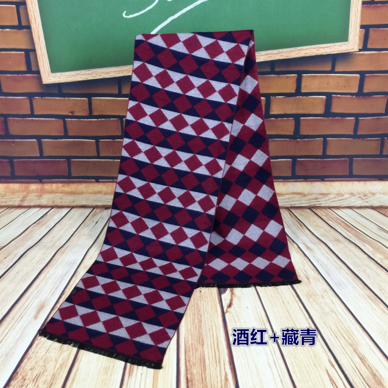 Three Color Diamond Check Pattern Men's Rayon Scarf Manufacturers Direct Sales Color Diverse Fashion Specification drawing