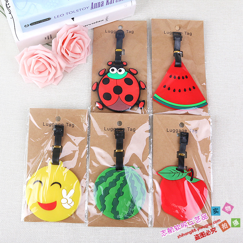 Travel Soft Plastic Luggage Tag Creative Cartoon Button Tag Backpack Pendant