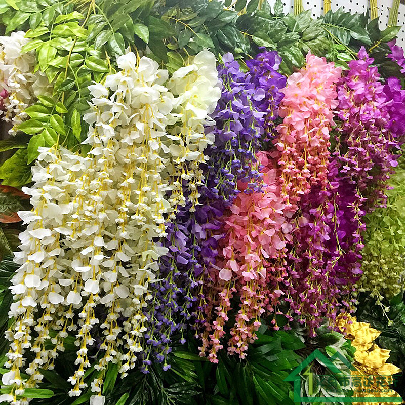 110CM simulation wisteria flower simulation bean flower branch bean flower hanging wisteria branch color printing long wisteria wisteria