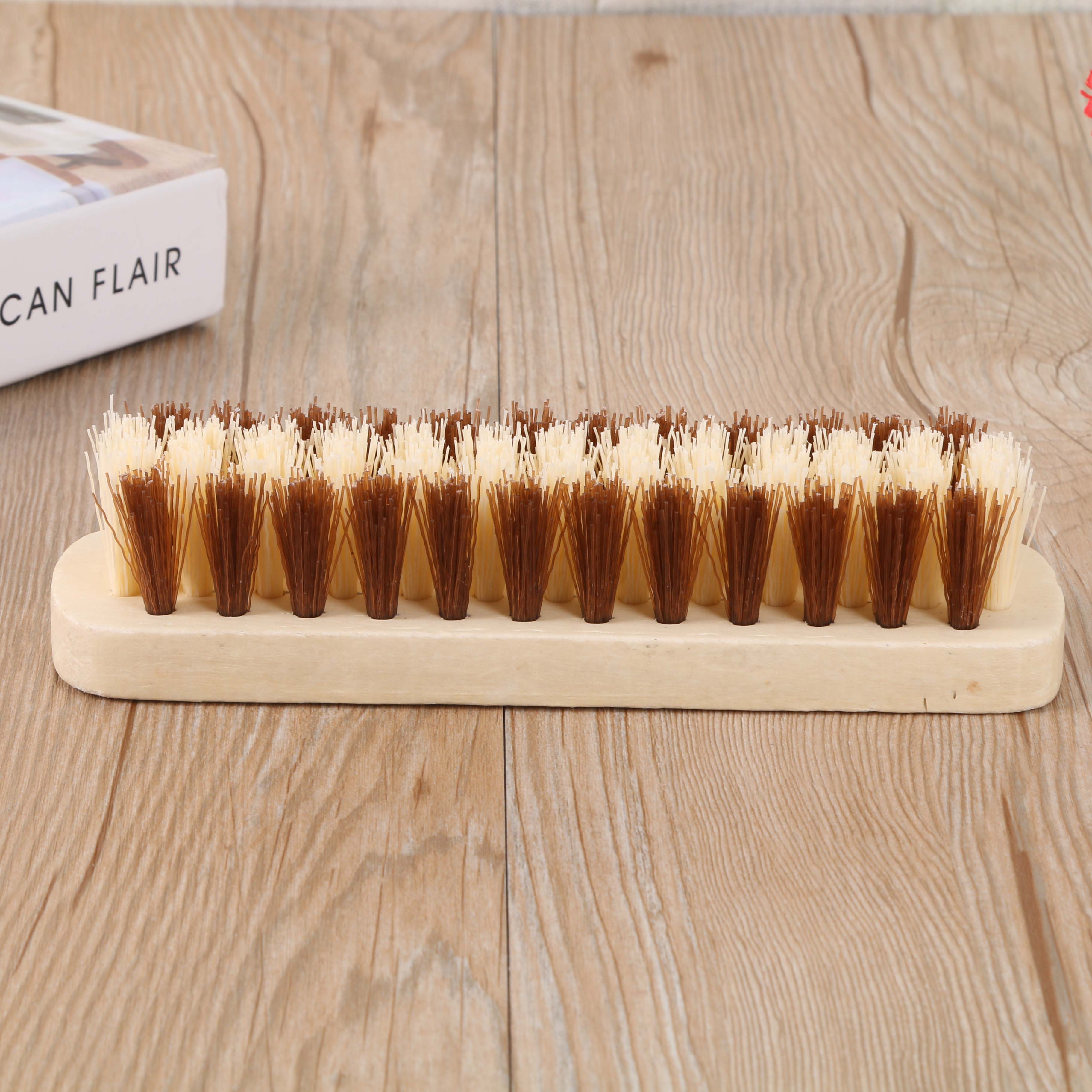 Wooden multi-functional laundry brush, powerful cleaning brush, soft-bristled shoe brush, plastic floor brush, wooden brush Specification drawing