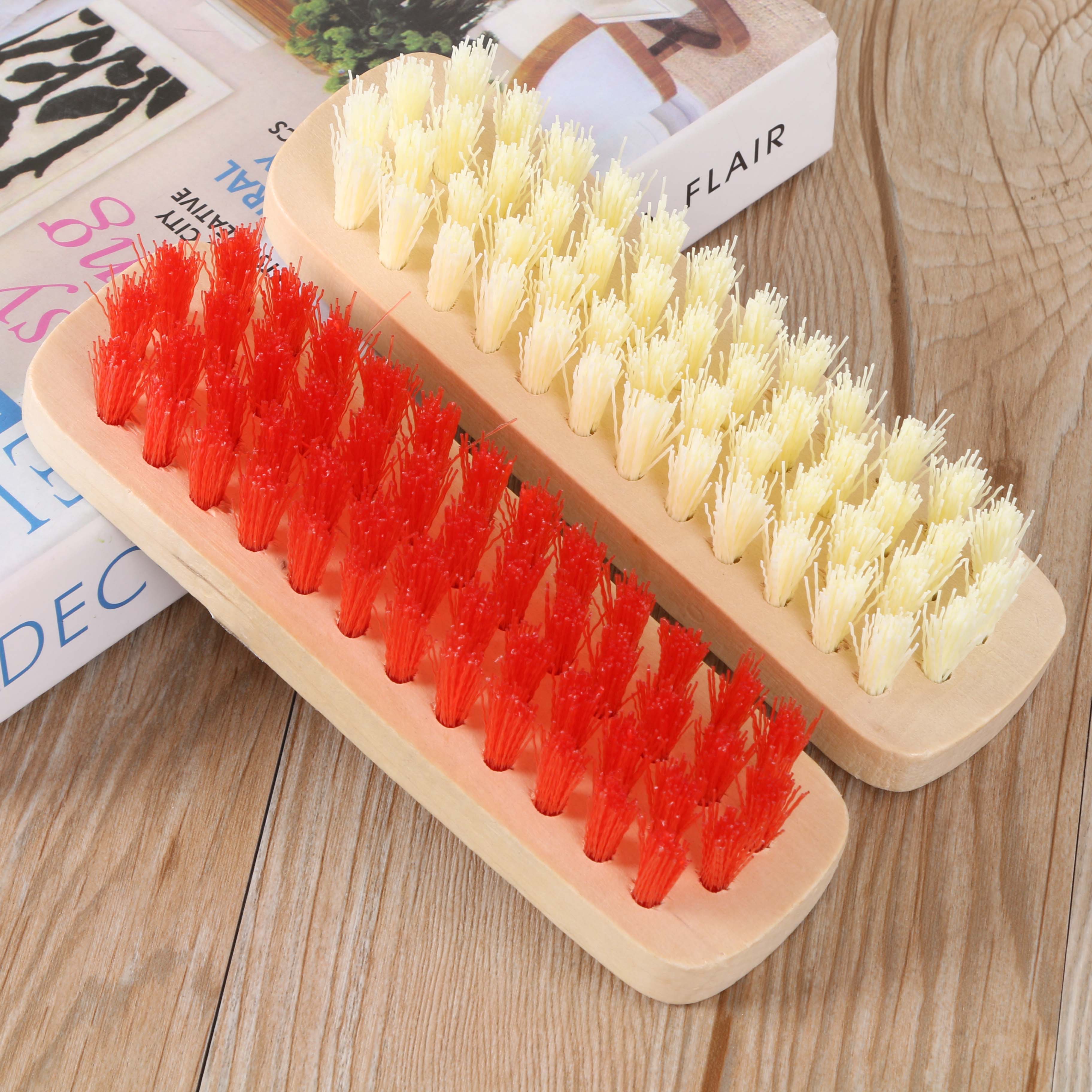 Wooden multi-functional laundry brush, powerful cleaning brush, soft-bristled shoe brush, plastic floor brush details Picture