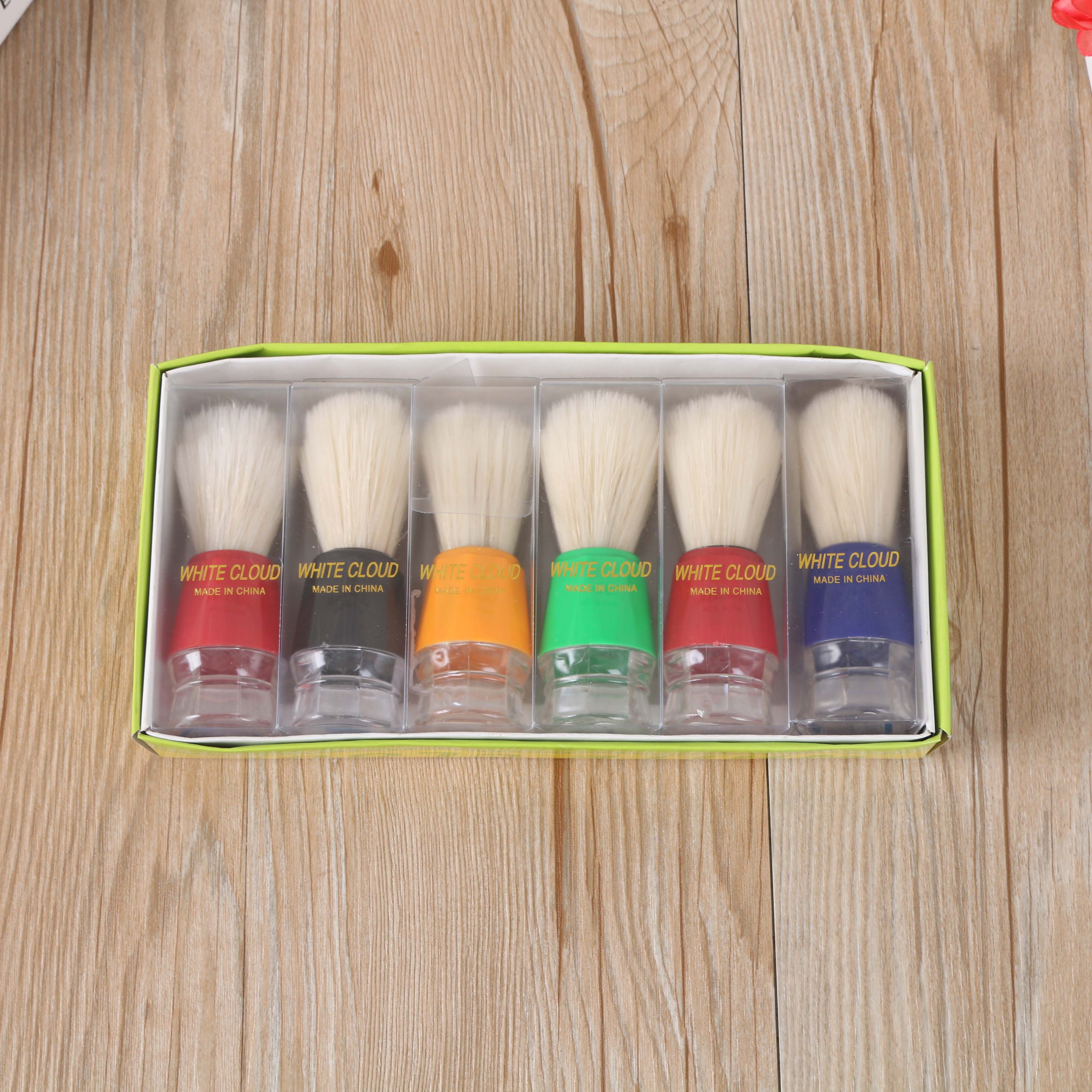 Soft-bristled shaving brush, men's shaving brush, multi-color wooden-handled shaving brush, shaving foam brush, cleaning brush thumbnail