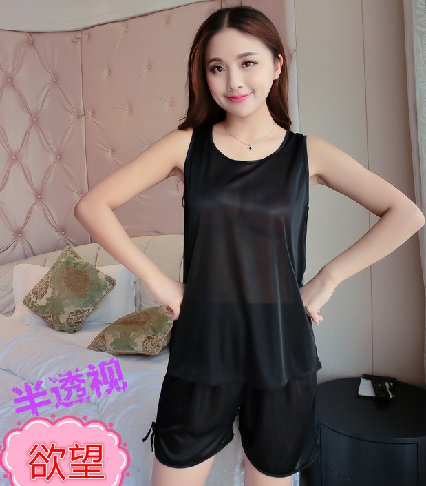Wholesale of new sexy women's silk-like pajamas for home wear and romantic underwear sets