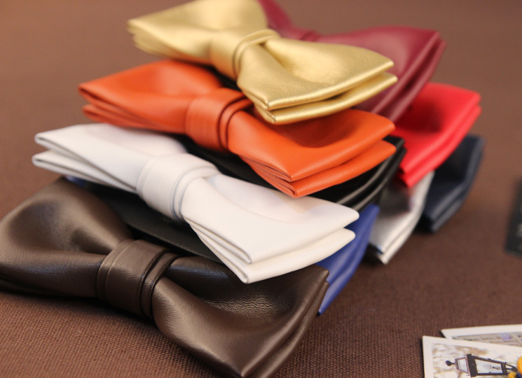 Versión coreana moda banquete boda hombre pajarita PU cordón hombre arco pajarita moda color sólido alta calidad