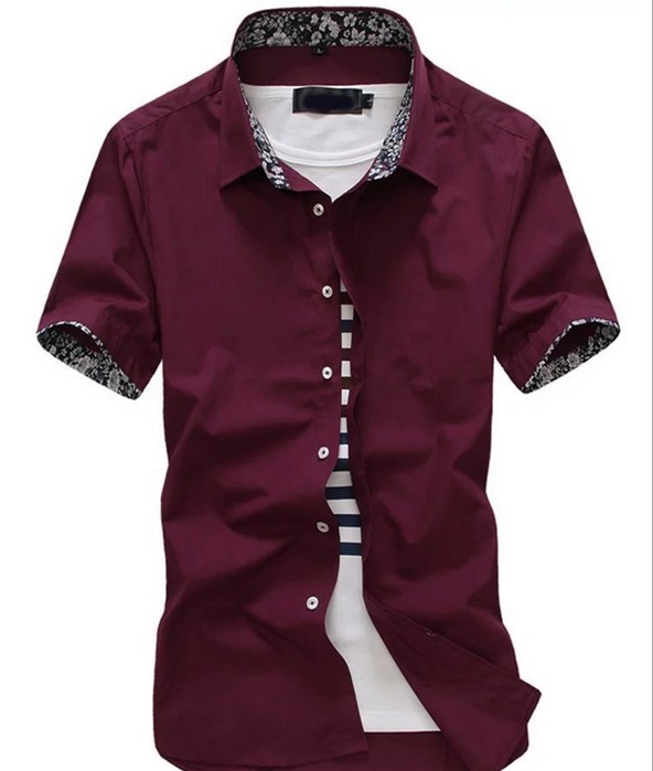 Korean-style slim-fit, solid-color fashionable white shirt for young people, half-sleeved shirt for students Specification image
