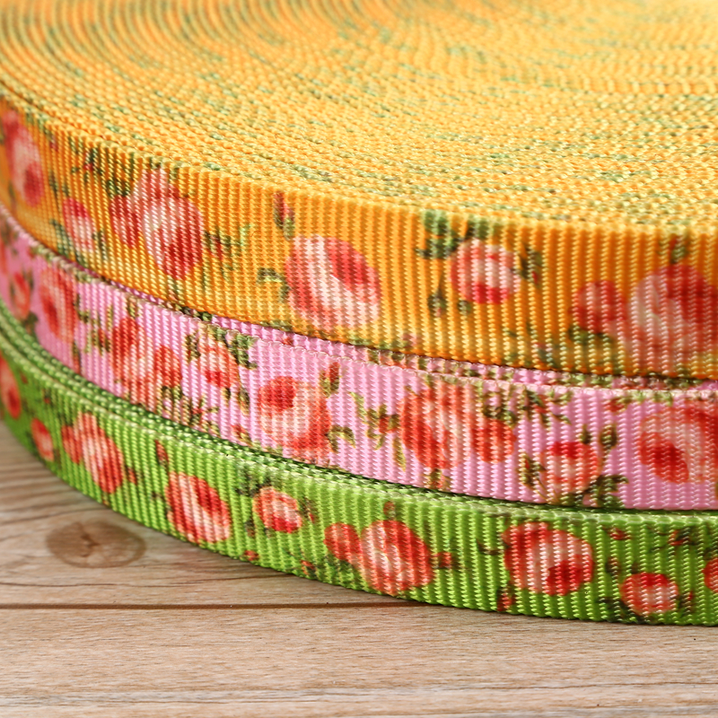 Small floral printing fine woven color ribbon pet rope belt nylon hot printing belt
