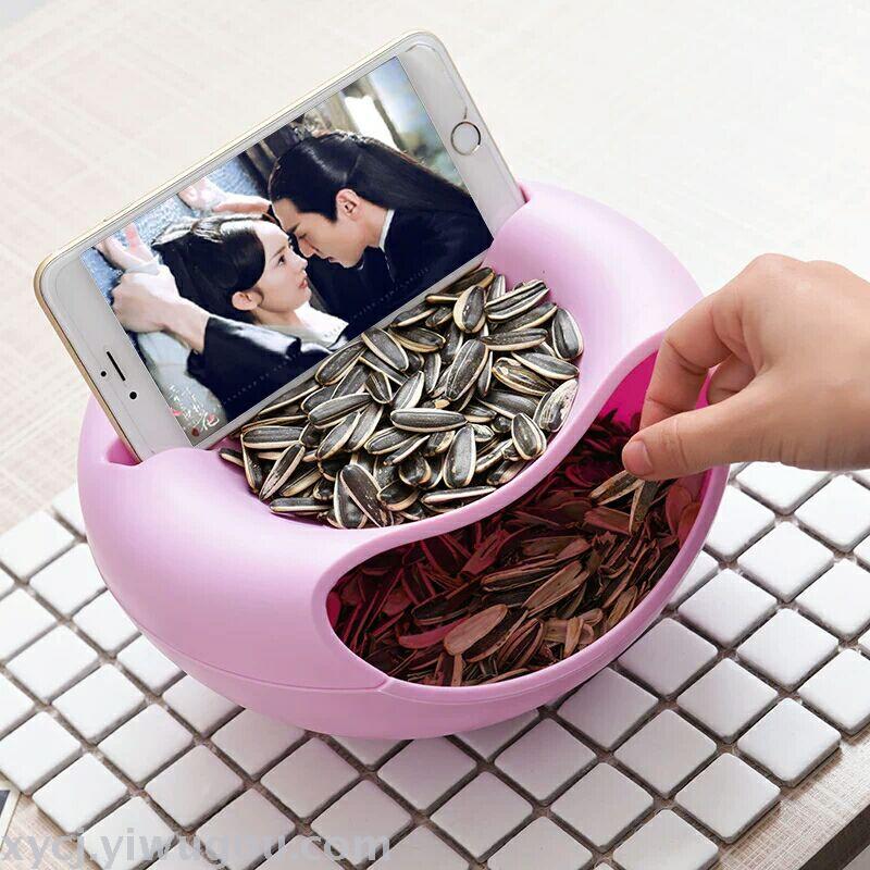 Plastic lazy person double-layer melon seed plate, dried fruit plate, creative fruit plate, living room melon seed candy plate, melon seed box, candy box Specification image