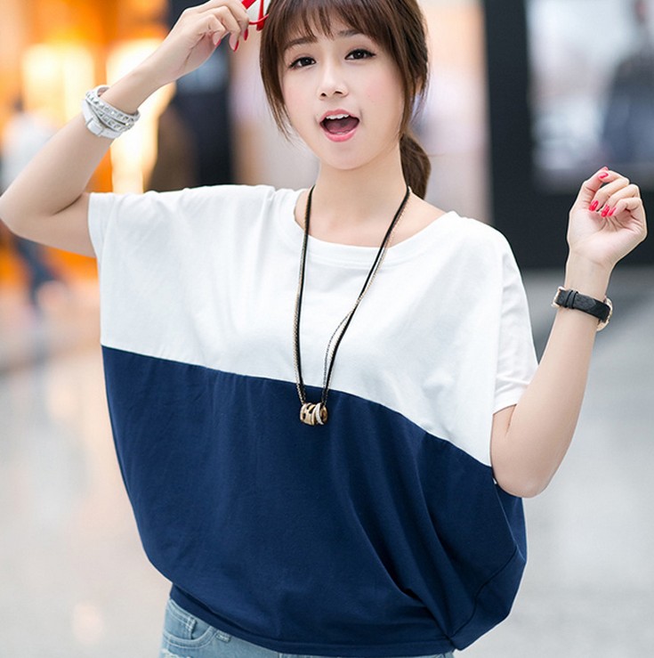 Top plus-size women 's loose 蝙蝠衫 student women' s short-sleeved T-shirt summer Specification image