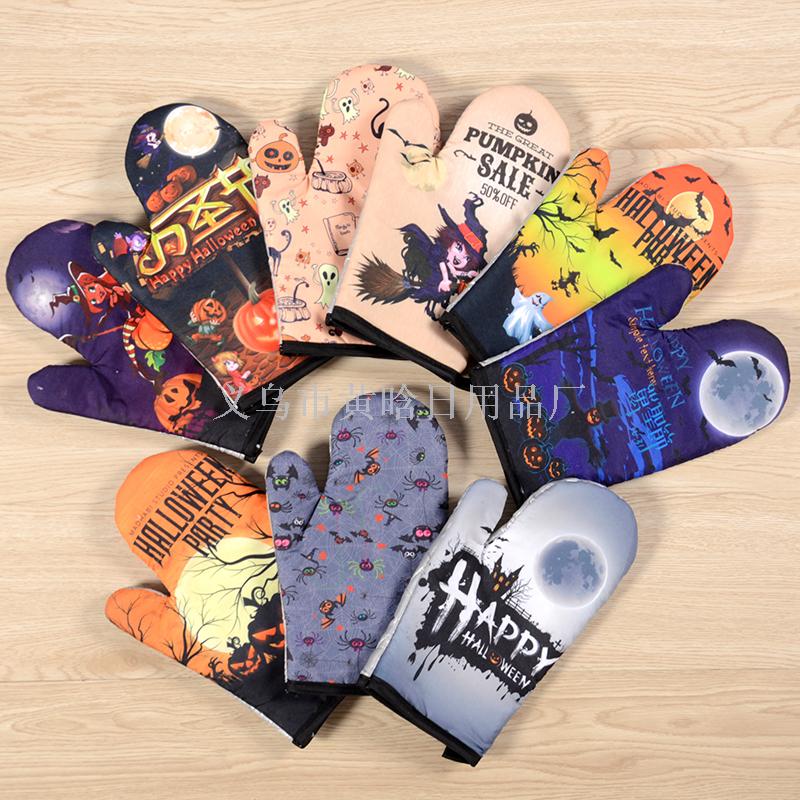 Halloween microwave oven mitts Heat proof and insulating mitts Oven baking mitts