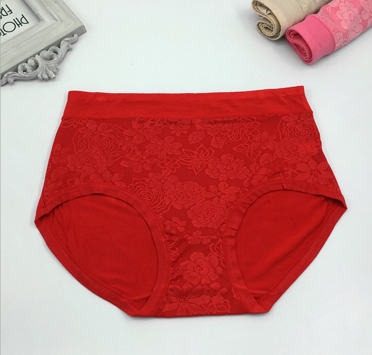 High-waisted, plus-size, slightly overweight middle-aged women's underwear, women's lace lace-trimmed underwear for middle-aged women Specification image