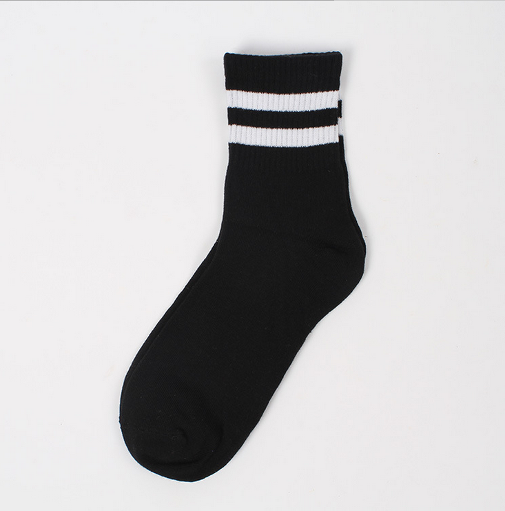Korean school style two-bar socks, pure cotton women's socks, couple style sports short socks Specification image