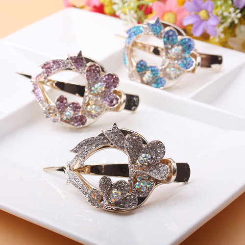 Three-toothed rhinestone hair clip, diamond-encrusted hair bun clip, large ladies' ponytail clip, 10-yuan accessory Specification image