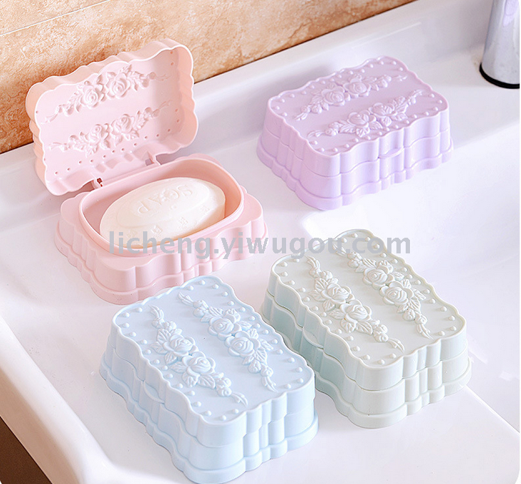 35823塑料皂盒 香皂盒 沥水玫瑰花肥皂盒