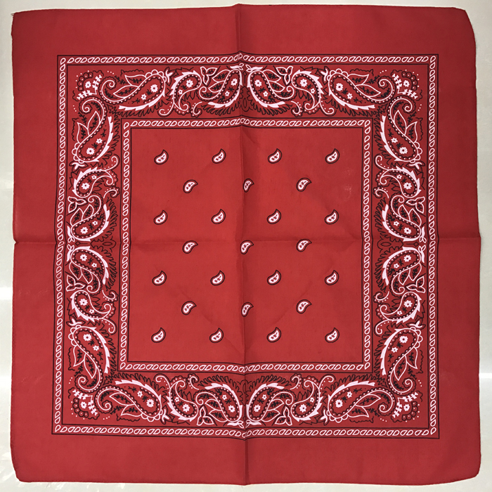 Square scarves, street stall export version, all-polyester amoeba red headscarf, cashew flower outdoor large handkerchief, handkerchief, sports sweat-absorbing headscarf, square scarf 55CM export version Specification image