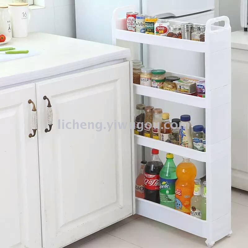 Four-layer slit storage rack, kitchen and bathroom organization rack Application Scenario