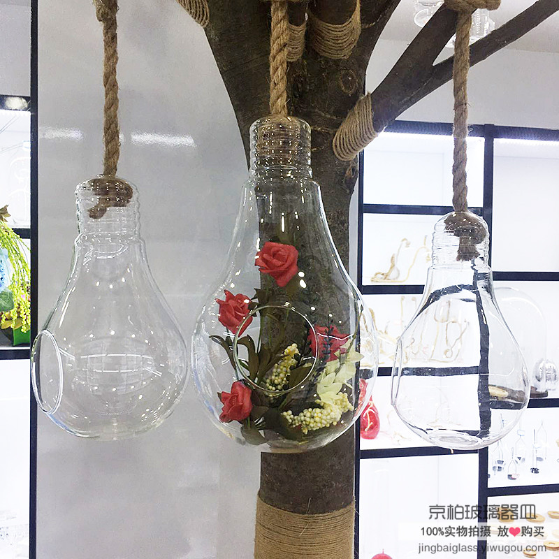 创意多肉玻璃花盆悬挂透明玻璃花瓶小吊瓶diy微景观详情图1