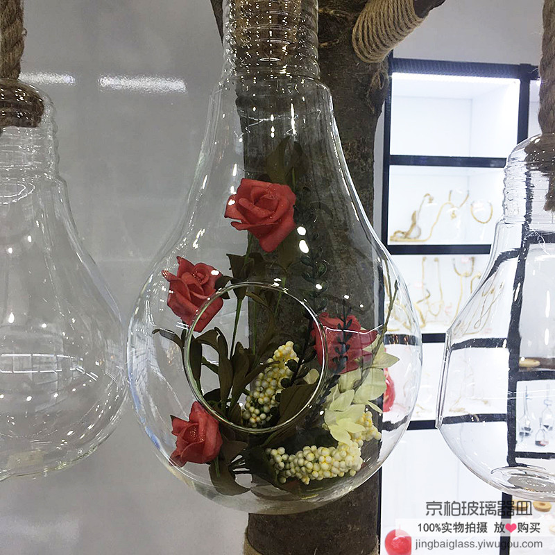 创意多肉玻璃花盆悬挂透明玻璃花瓶小吊瓶diy微景观详情图2